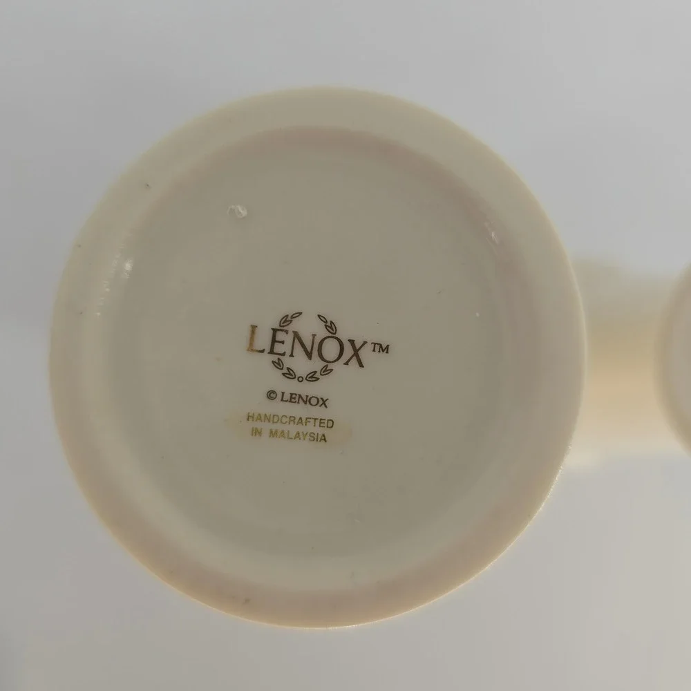 Vintage Lenox Ivory Rose Vases Pair Gold Trim French Country Decor